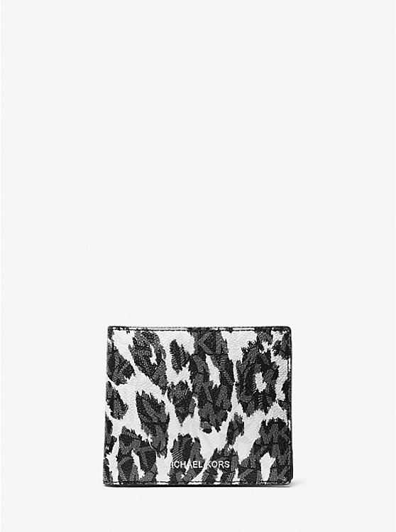 Michael Kors Hudson Leopard Logo Billfold Muške Novčanik Crne | HR2163JPC