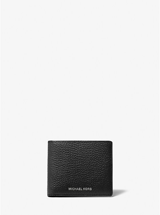 Michael Kors Hudson Pebbled Leather Slim Billfold Muške Novčanik Crne | HR2167DFM