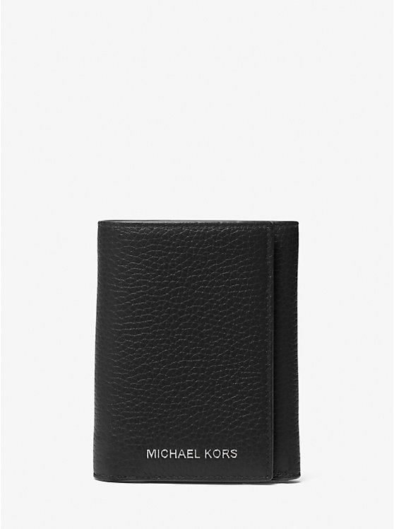 Michael Kors Hudson Pebbled Leather Tri-Fold Muške Novčanik Crne | HR2169AHQ