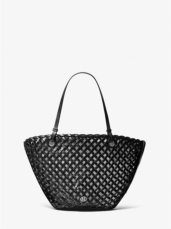 Michael Kors Isabella Medium Hand-Woven Leather Ženske Tote Crne | HR1257FDU