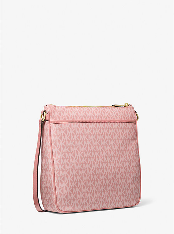 Michael Kors Jet Set Large Signature Logo Print Woven Ženske Crossbody Torba Roze | HR1092TCR