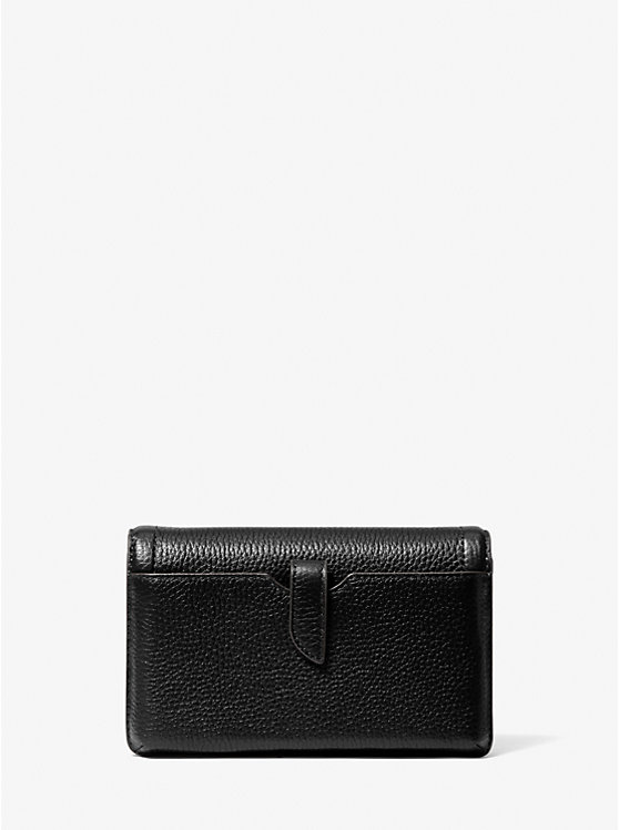 Michael Kors Jet Set Small Pebbled Leather Smartphone Convertible Ženske Crossbody Torba Crne | HR1104JPH