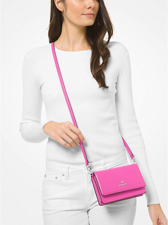 Michael Kors Jet Set Small Pebbled Leather Smartphone Convertible Ženske Crossbody Torba CERISE | HR1105KOJ