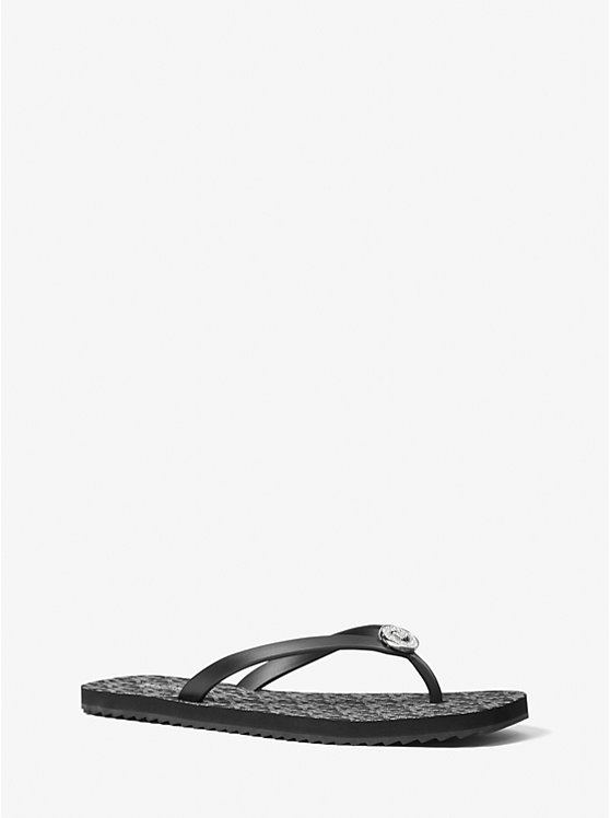 Michael Kors Jinx Logo Flip Flop Ženske Sandale BLACK/SILVER | HR1889CTK