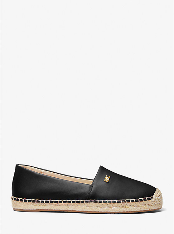 Michael Kors Kendrick Leather Slip-On Espadrille Ženske Ravne Cipele Crne | HR1692ZUP