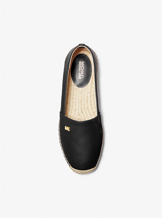 Michael Kors Kendrick Leather Slip-On Espadrille Ženske Ravne Cipele Crne | HR1692ZUP