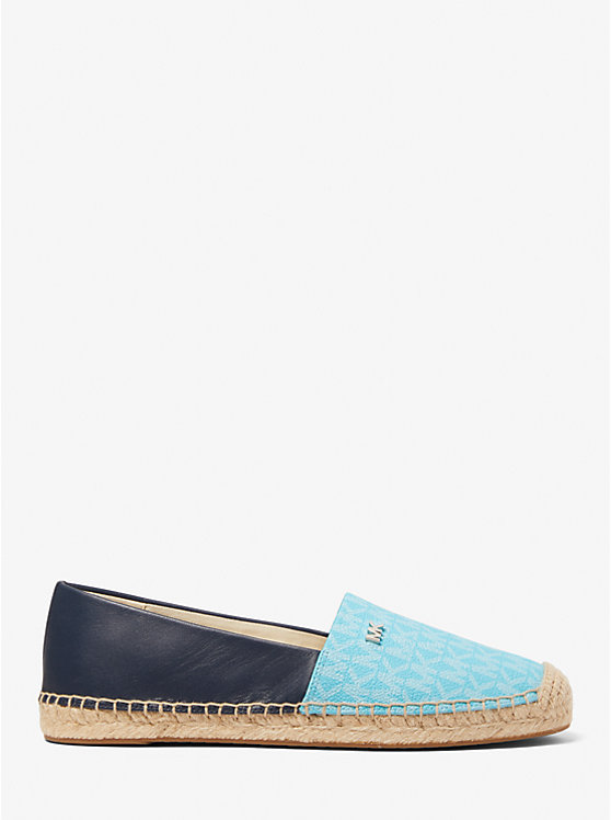 Michael Kors Kendrick Logo and Leather Slip-On Espadrille Ženske Ravne Cipele Plave | HR1694KOS