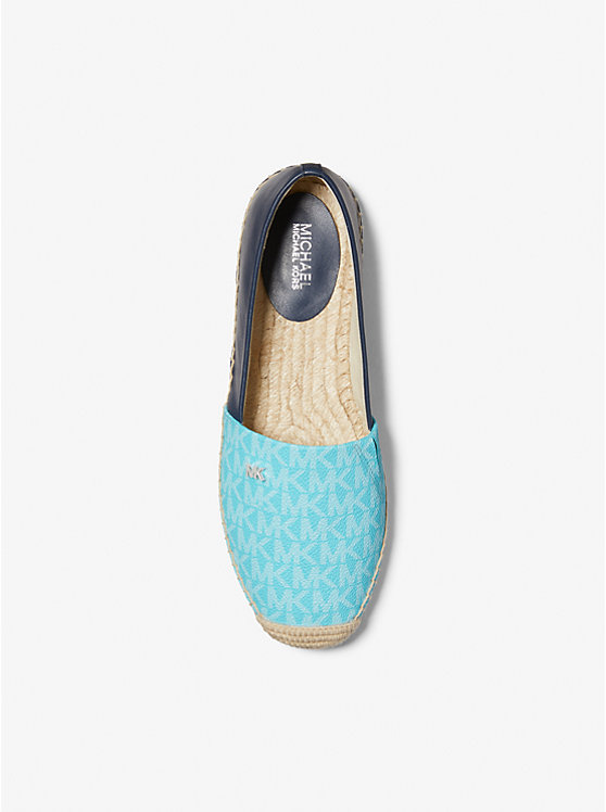 Michael Kors Kendrick Logo and Leather Slip-On Espadrille Ženske Ravne Cipele Plave | HR1694KOS