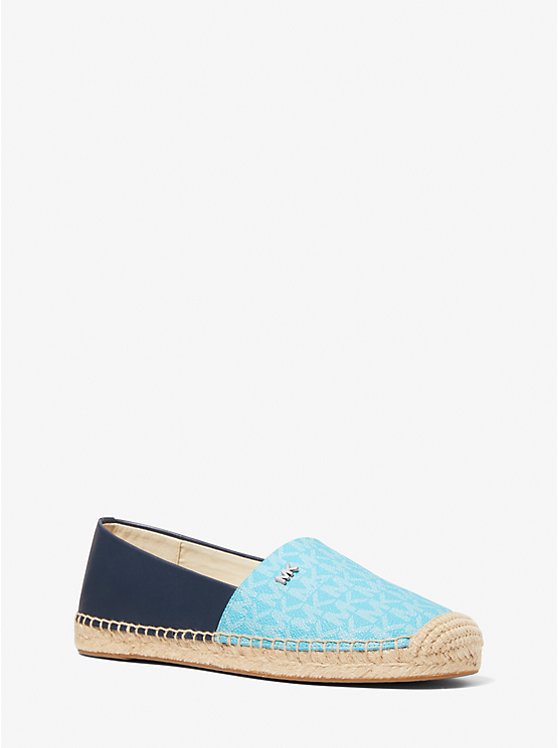 Michael Kors Kendrick Logo and Leather Slip-On Espadrille Ženske Ravne Cipele Plave | HR1694KOS