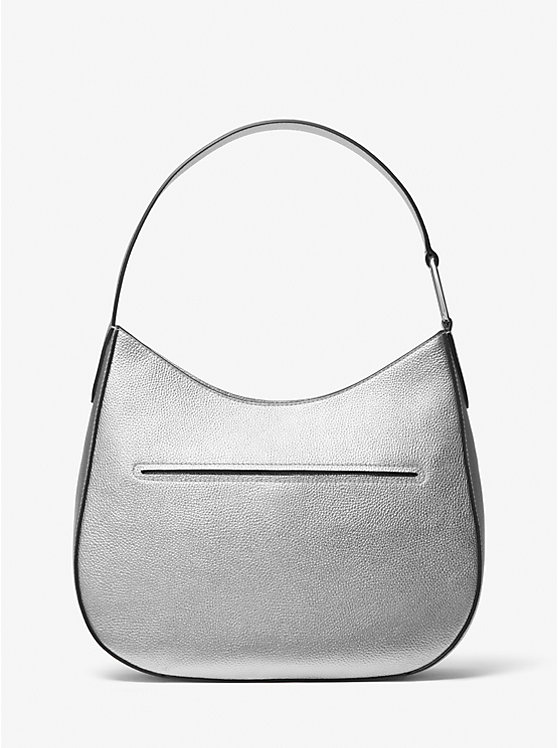 Michael Kors Kensington Large Metallic Leather Hobo Ženske Torba preko Ramena Srebrne | HR1222CTM