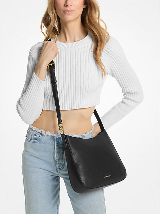 Michael Kors Kensington Large Pebbled Leather Ženske Crossbody Torba Crne | HR1107ZUL