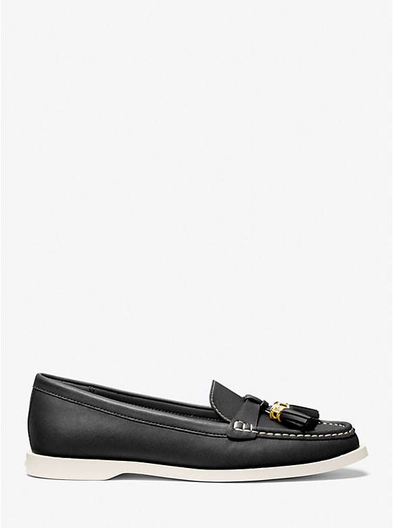 Michael Kors Kiernan Leather Ženske Loafers Crne | HR1709EBM