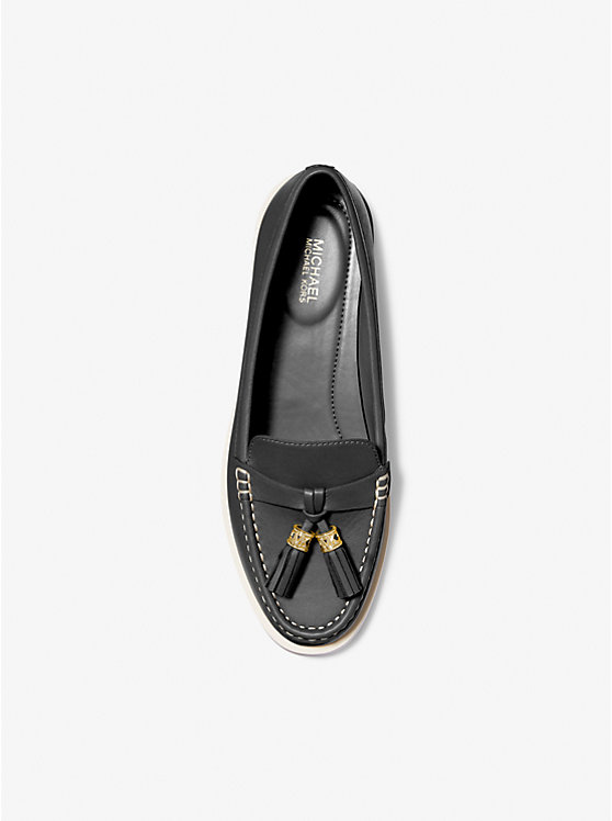 Michael Kors Kiernan Leather Ženske Loafers Crne | HR1709EBM