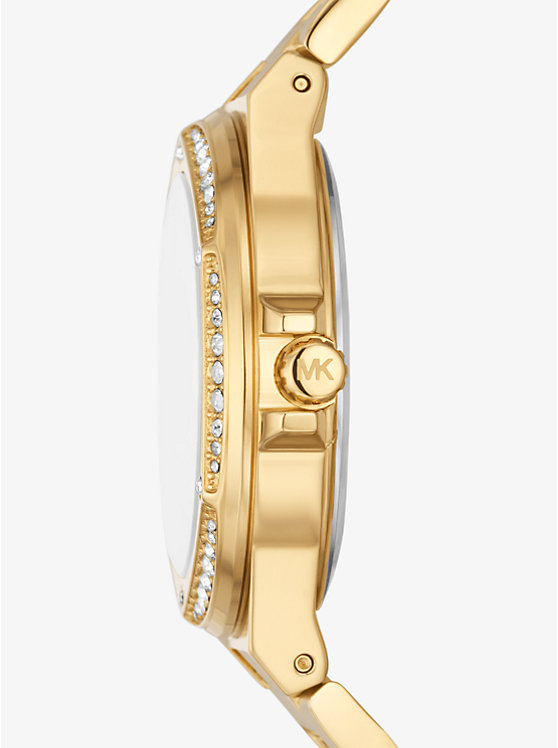 Michael Kors Lennox Pavé Logo Gold-Tone Logo Ženske Sat Zlatne | HR1585VRA