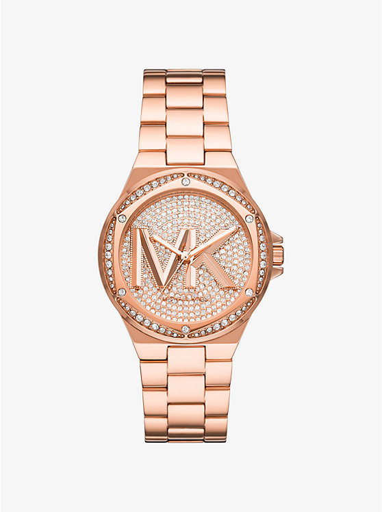 Michael Kors Lennox Pavé Logo Rose Gold-Tone Ženske Sat Roze Zlatne | HR1586CTS