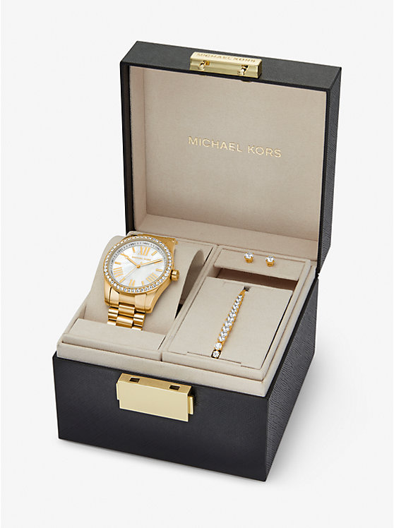 Michael Kors Lexington Pavé Gold-Tone and Jewelry Gift Set Ženske Sat Zlatne | HR1592HAK