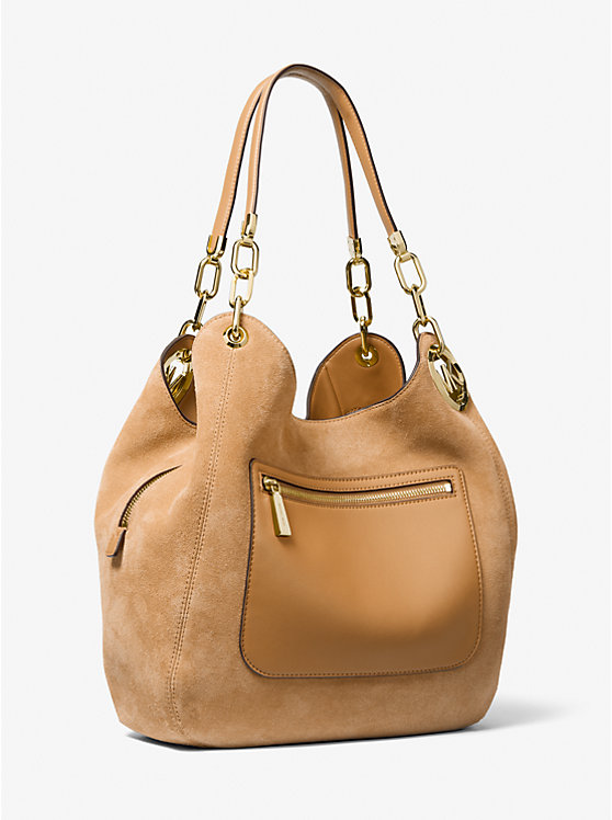 Michael Kors Lillie Large Suede Ženske Tote PALE PEANUT | HR1261KOA