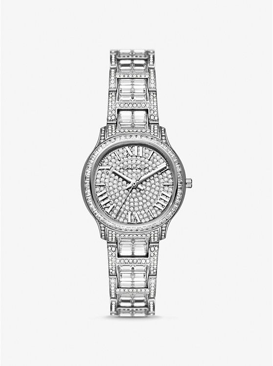 Michael Kors Limited-Edition Mini Sage Pavé Silver-Tone Ženske Sat Srebrne | HR1594FDZ