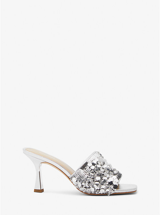 Michael Kors Limited-Edition Tessa Hand-Embellished Mule Ženske Sandale Srebrne | HR1910PJS