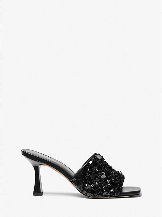 Michael Kors Limited-Edition Tessa Hand-Embellished Mule Ženske Sandale Crne | HR1911OKD