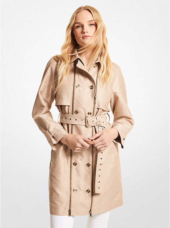 Michael Kors Logo Jacquard Double-Zip Trench Coat Ženske Jakna Kaki Boja | HR1389AHR