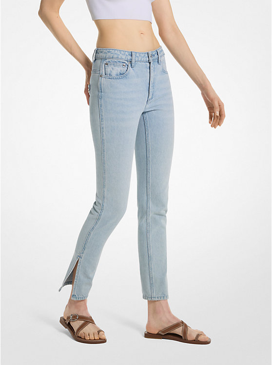 Michael Kors Low-Rise Denim Split-Hem Ženske Traperice Plave Svijetlo Plave | HR1420XYI