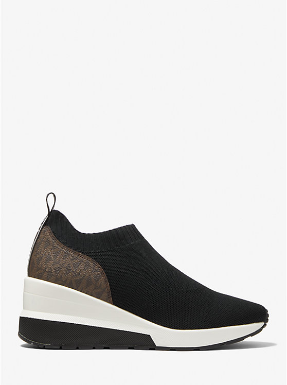 Michael Kors Mabel Stretch Knit and Signature Logo Slip-On Ženske Tenisice Crne | HR2025WNL