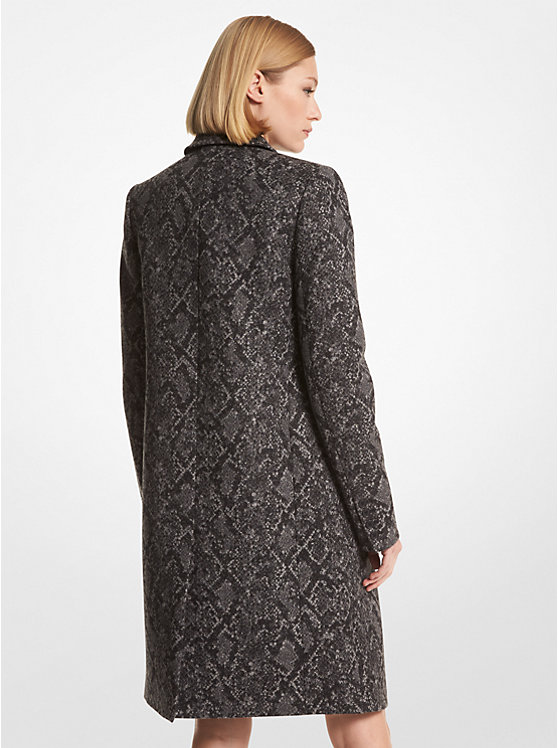 Michael Kors Metallic Snake Jacquard Coat Ženske Jakna BLACK/SILVER | HR1393UZI