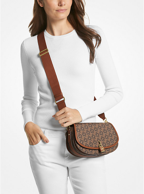 Michael Kors Mila Medium Empire Signature Logo Ženske Kurirska Torba BROWN/LUGGAGE | HR1167NWN