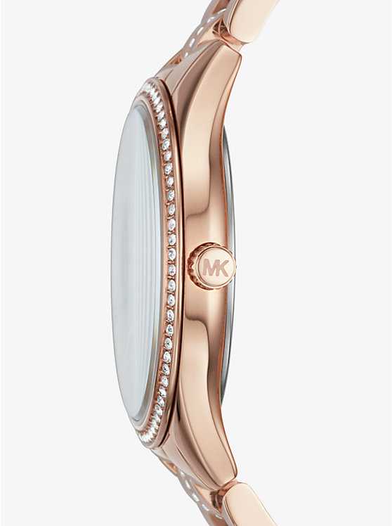 Michael Kors Mini Lauryn Pavé Rose Gold-Tone Ženske Sat Roze Zlatne | HR1606WNT