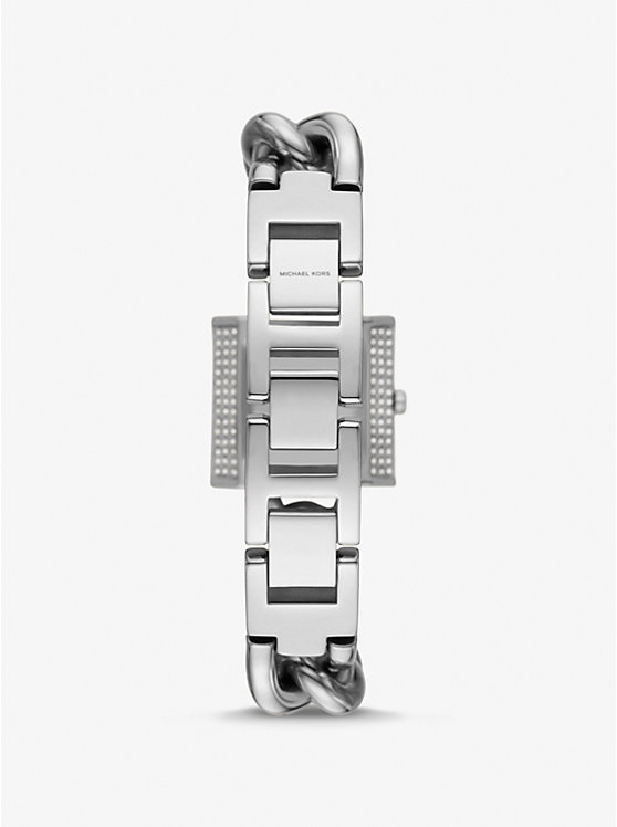 Michael Kors Mini Lock Pavé Silver-Tone Chain Ženske Sat Srebrne | HR1609WNI