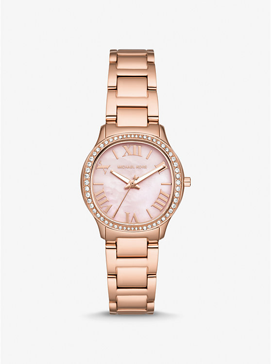 Michael Kors Mini Sage Pavé Rose Gold-Tone Ženske Sat Roze Zlatne | HR1611RVP