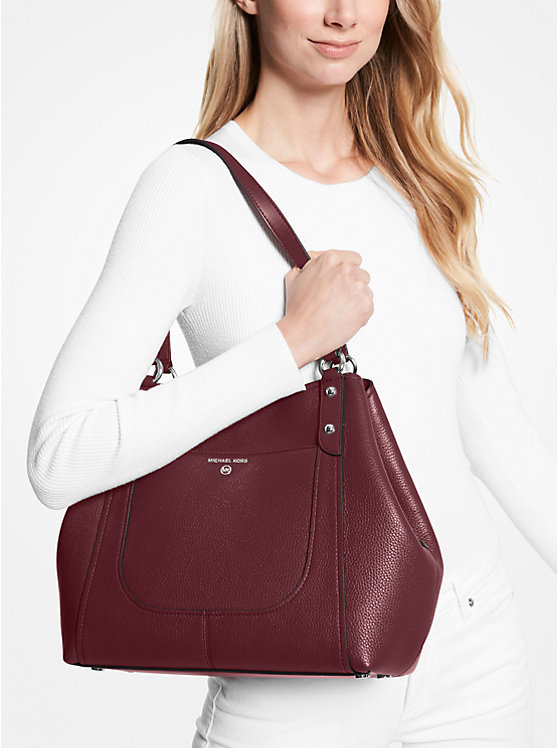 Michael Kors Molly Large Pebbled Leather Ženske Torba preko Ramena MERLOT | HR1229GSY