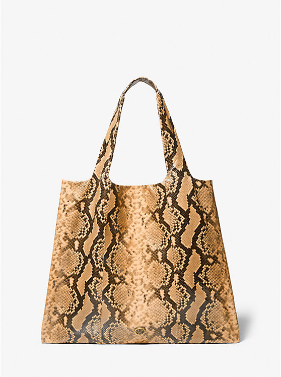 Michael Kors Monogramme Python Embossed Leather Ženske Tote WHEAT | HR1266VRH