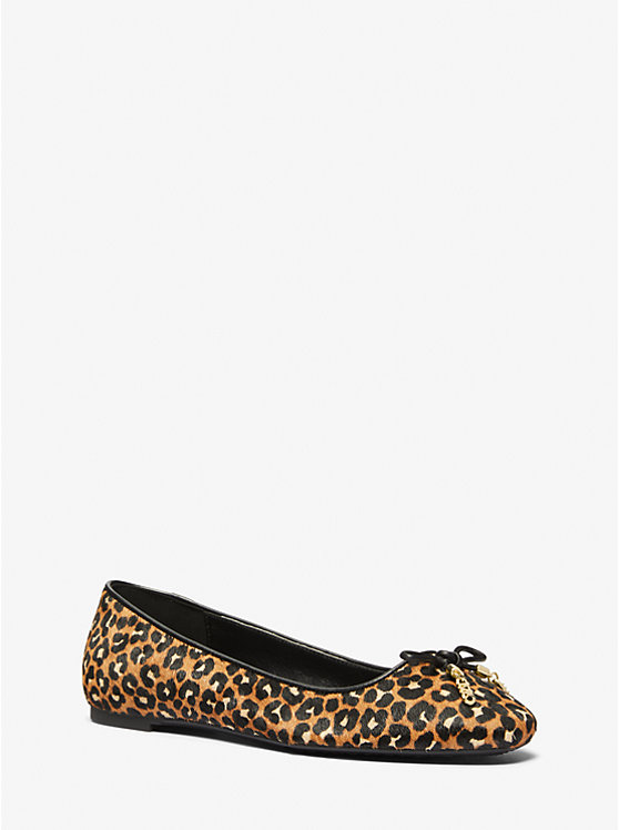 Michael Kors Nori Leopard Print Calf Hair Ballet Ženske Ravne Cipele Crne | HR1700SGK