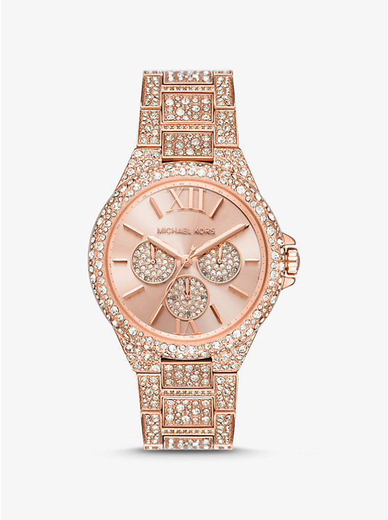 Michael Kors Oversized Camille Pavé Rose Gold-Tone Ženske Sat Roze Zlatne | HR1619SGK