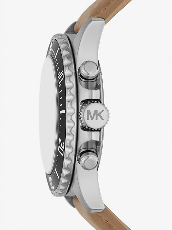 Michael Kors Oversized Everest Silver-Tone and Leather Muške Sat HUSK | HR2057LIB