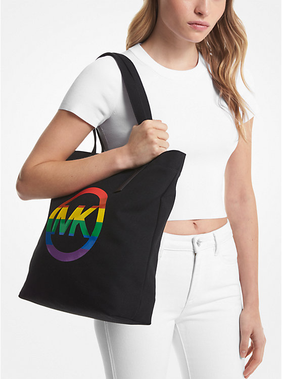 Michael Kors PRIDE Rainbow Logo Cotton Ženske Tote Crne | HR1267BEJ