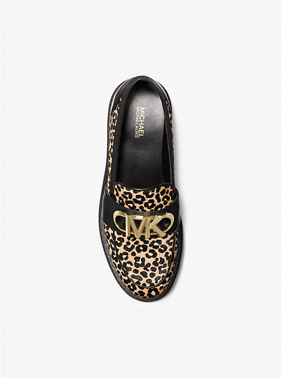 Michael Kors Parker Leopard Print Calf Hair Ženske Loafers Crne | HR1713WNR