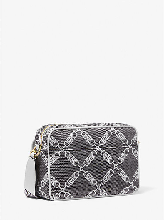 Michael Kors Parker Medium Empire Logo Jacquard Ženske Crossbody Torba BLACK/WHITE | HR1127DFS