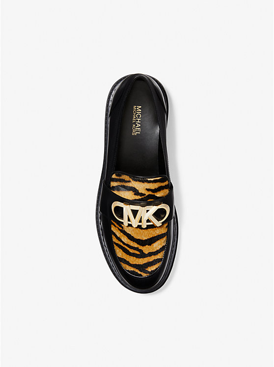 Michael Kors Parker Tiger Print Calf Hair and Leather Ženske Loafers MARIGOLD | HR1714EBT