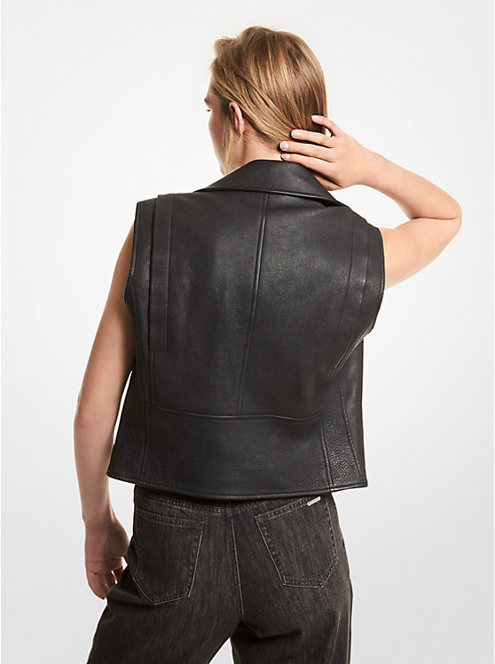 Michael Kors Pebbled Leather Moto Vest Ženske Jakna Crne | HR1398WND