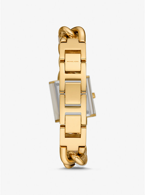 Michael Kors Petite Lock Pavé Gold-Tone and Acetate Chain Ženske Sat HORN | HR1655TCM