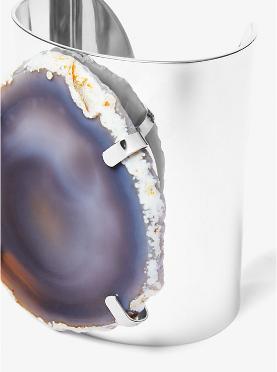 Michael Kors Precious Metal-Plated Brass and Agate Cuff Ženske Narukvica SILVER/GREY | HR1516DFV