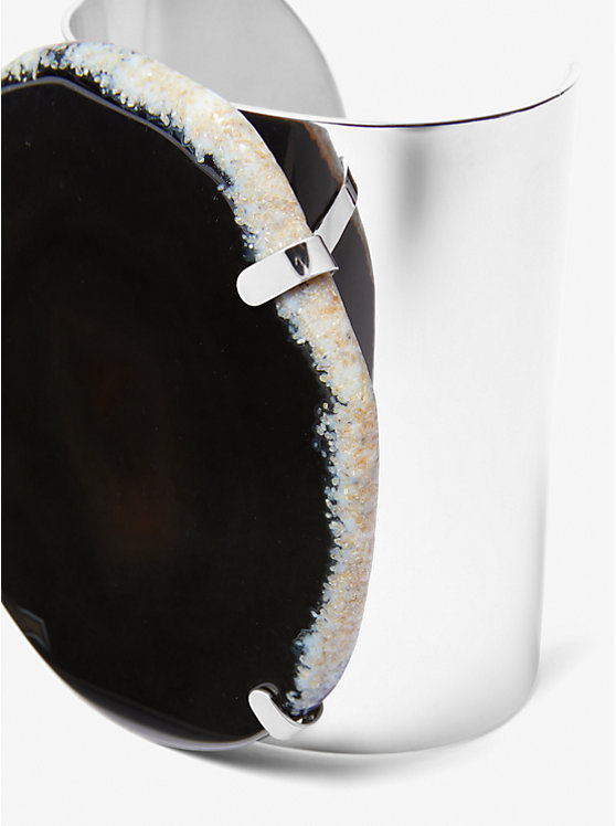 Michael Kors Precious Metal-Plated Brass and Agate Cuff Ženske Narukvica BLACK/SILVER | HR1518GSN