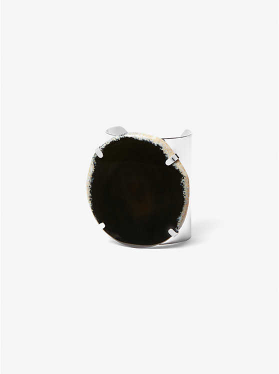 Michael Kors Precious Metal-Plated Brass and Agate Cuff Ženske Narukvica BLACK/SILVER | HR1518GSN