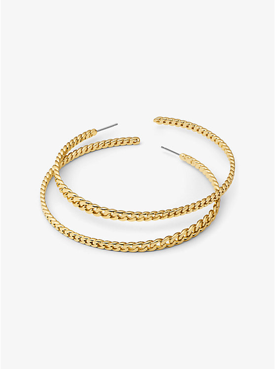 Michael Kors Precious Metal-Plated Brass Curb Link Hoop Ženske Naušnice Zlatne | HR1539JPL