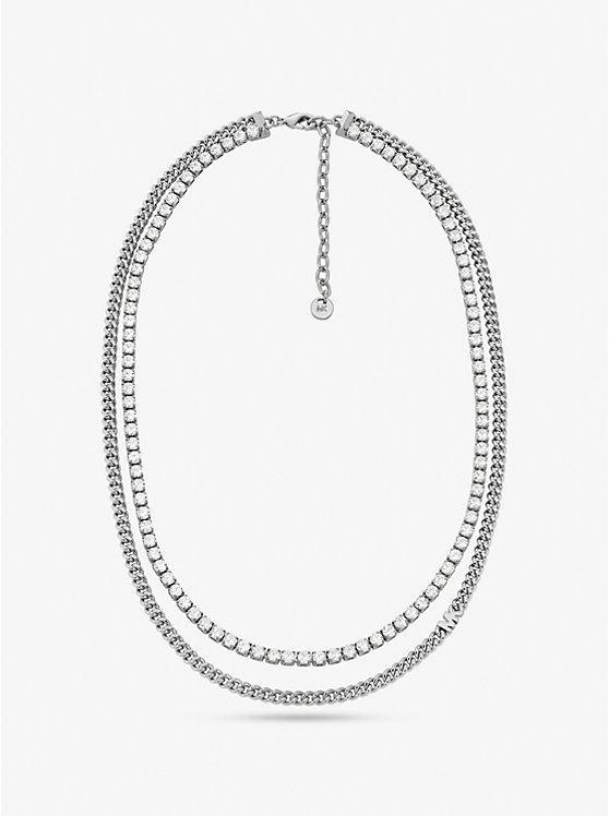 Michael Kors Precious Metal-Plated Brass Double Chain Tennis Ženske Ogrlica Srebrne | HR1561YXF