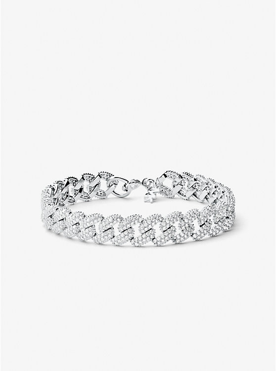 Michael Kors Precious Metal-Plated Sterling Silver Pavé Curb Link Ženske Narukvica Srebrne | HR1533VRD