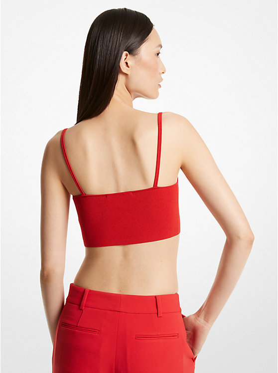 Michael Kors Ribbed Stretch Knit Cropped Ženske Majica bez Rukava Crvene | HR1482CTH